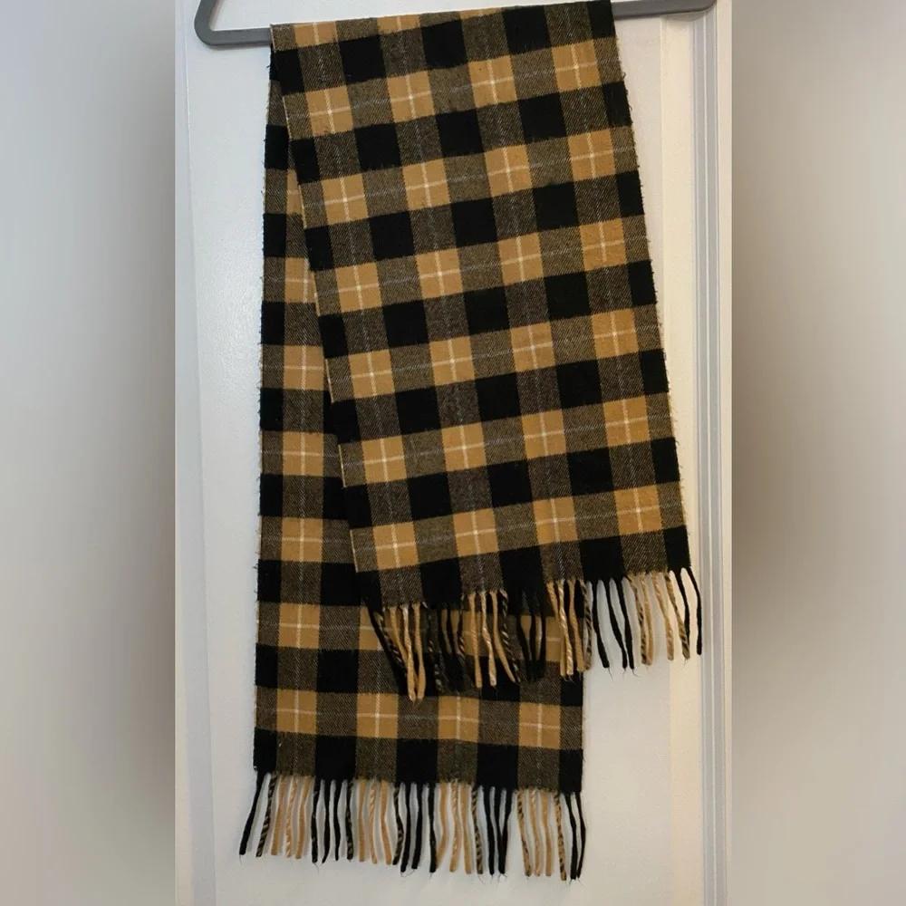 Christian Dior Scarf - 100% Acrylic - Checkered Yellow & Black - Used Condition